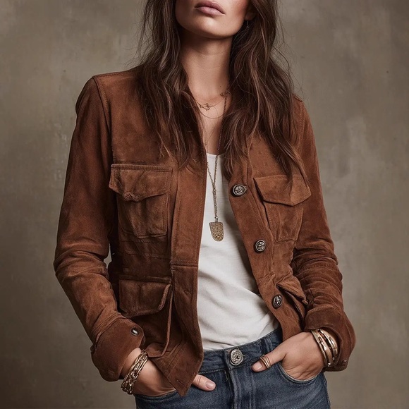 Slim fit Chic Suede Leather Jacket - Picture 2 of 3